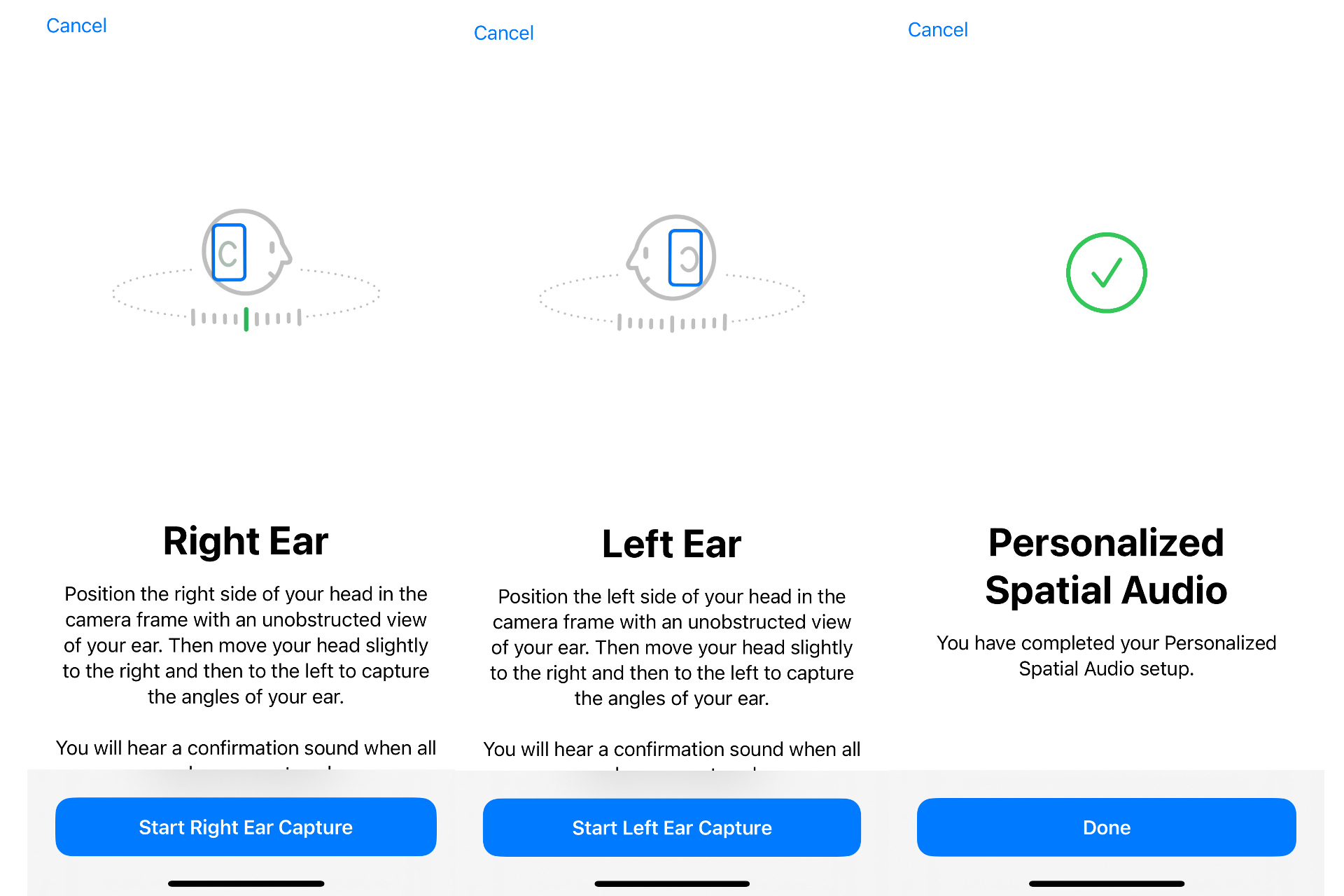 Personalize etapas de áudio espacial para ouvidos.