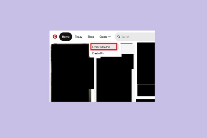 The Create Ideas Pin option on Pinterest for desktop web.