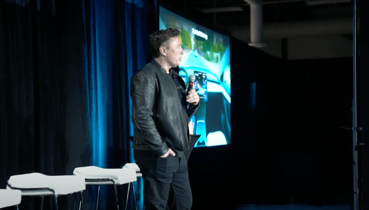 Elon Musk on stage at Tesla Artificial Intelligence Day.