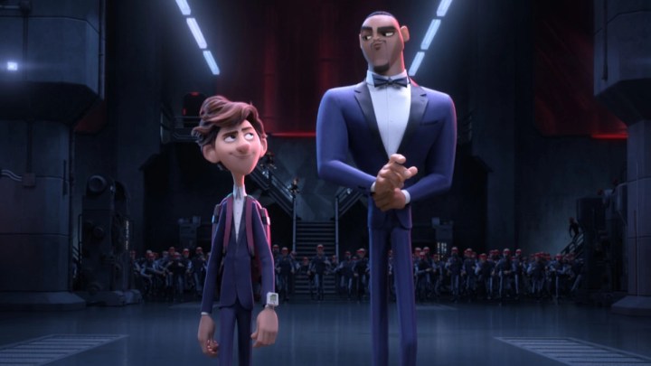 Os personagens de Tom Holland e Will Smith em Spies in Disguise.