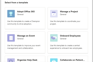 Templates in Microsoft Teams.