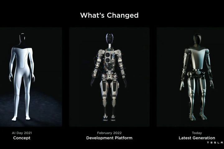 Tesla's Optimus robot has progressed through three stages of development.