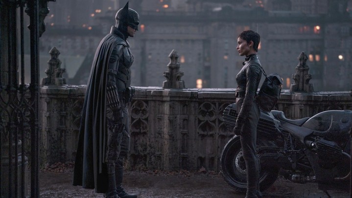Batman confronts Catwoman in The Batman.