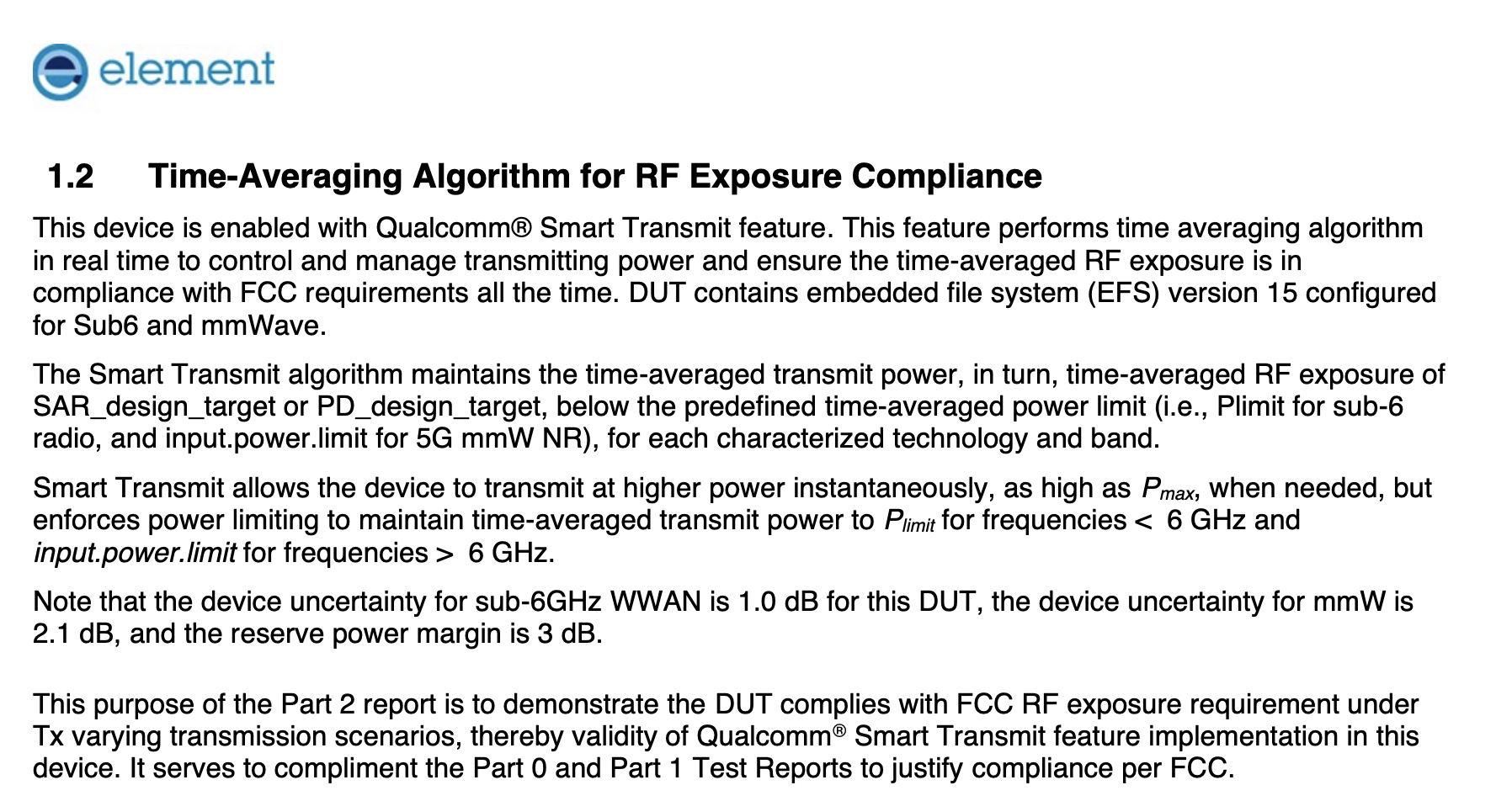 Explicação da Qualcomm Smart Transmit da FCC.