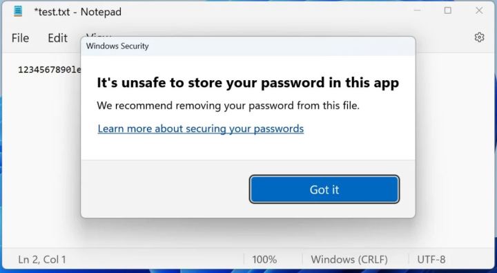 Windows 11 Enhanced Phishing Protection feature.