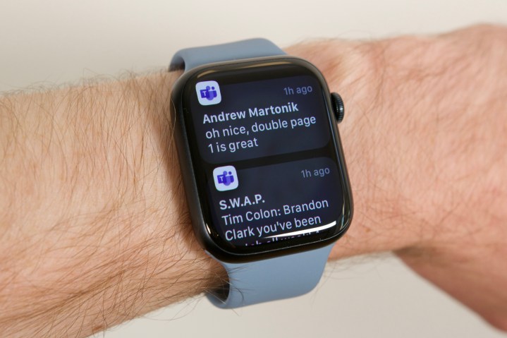 Notifications on an Apple Watch Series 8.