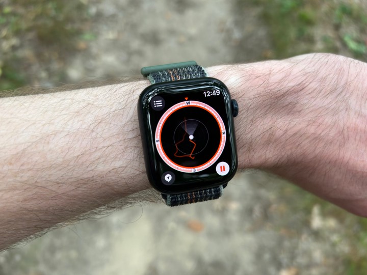Apple Watch Series 8 running the Compass app.