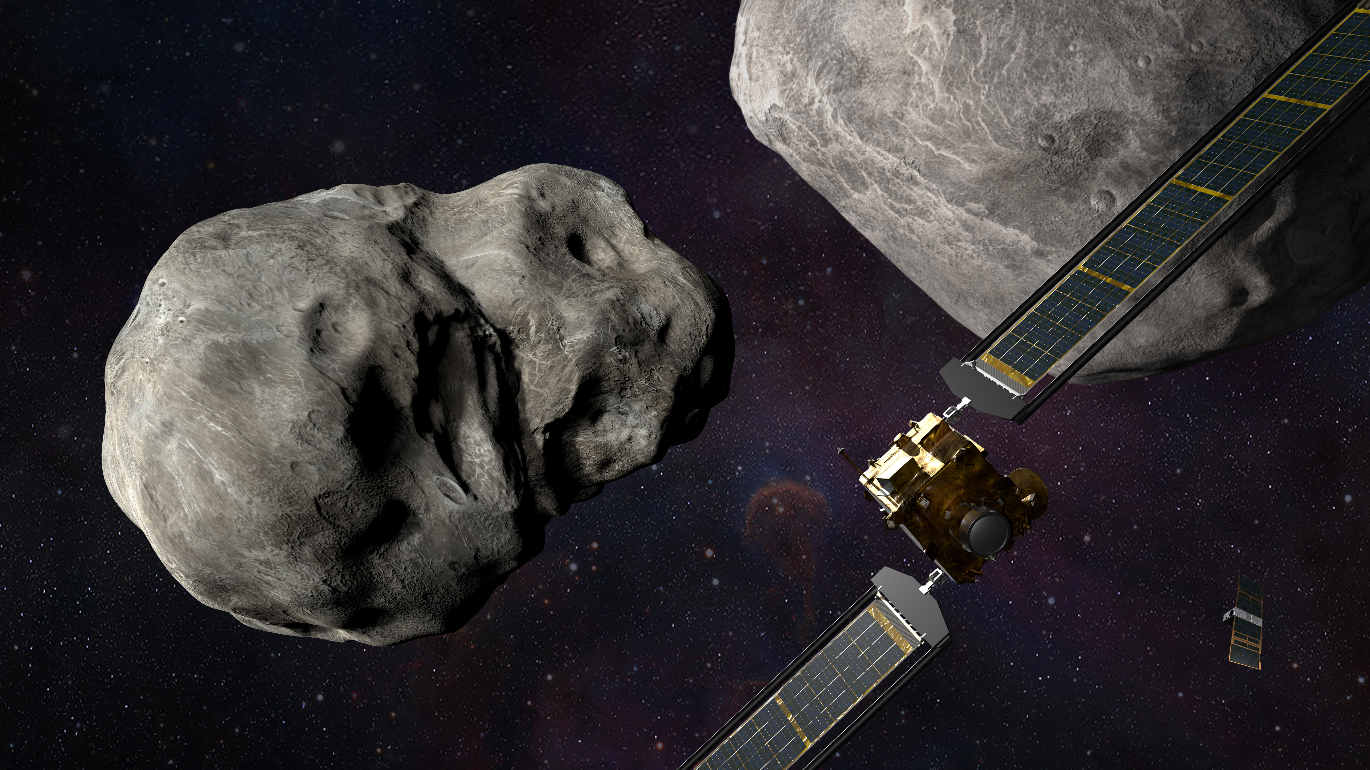 Wie man am Montag sieht, wie ein Raumschiff in einen Asteroiden stürzt