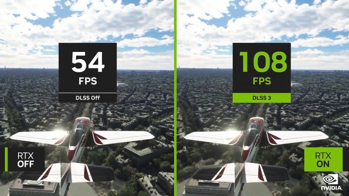 Nvidia DLSS 3 running in Microsoft Flight Simulator.
