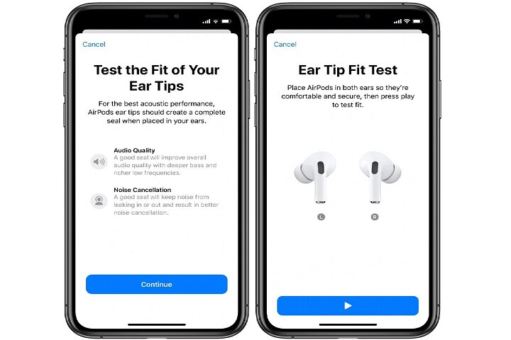 Eartip Fit Test on iPhone.
