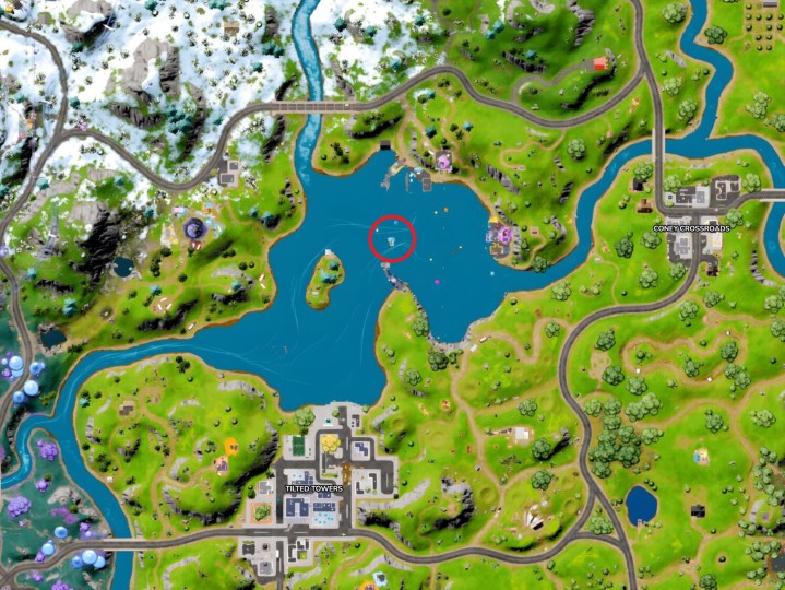 Map of Loot Lake in Fortnite.