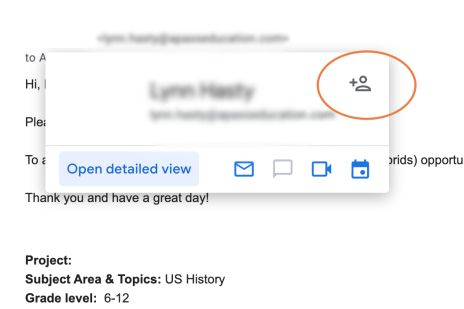 Add an email contact in Gmail.