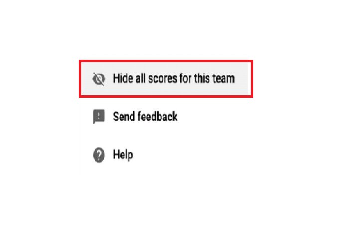 Hide sports scores option on YouTube TV.