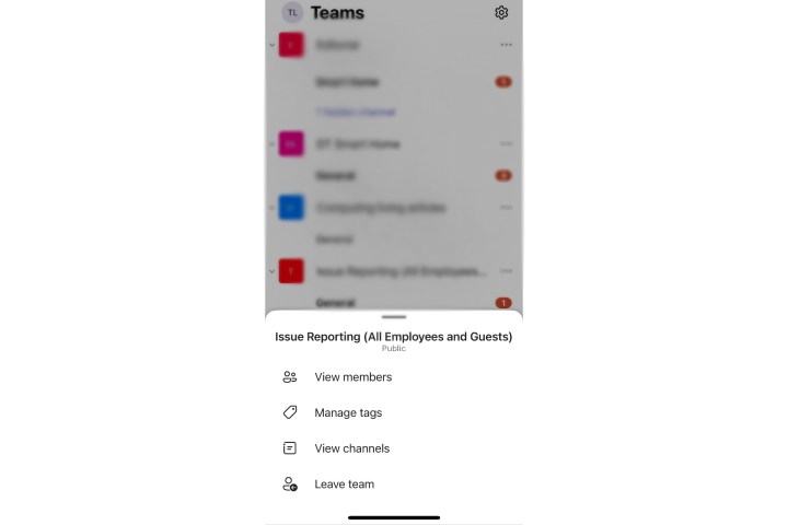 Leave a Microsoft team in iOS.