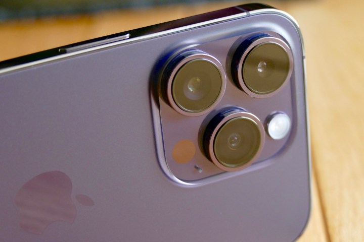 The camera module on the iPhone 14 Pro.