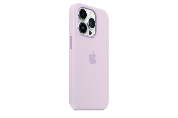 iPhone 14 Pro Silicone Case with MagSafe Lilac color.