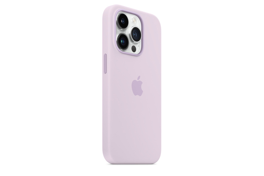 Funda de Silicona para iPhone 14 Pro con MagSafe color Lila.