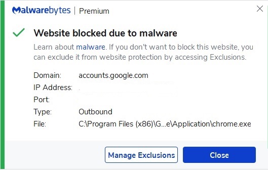 Malwarebytes error message.
