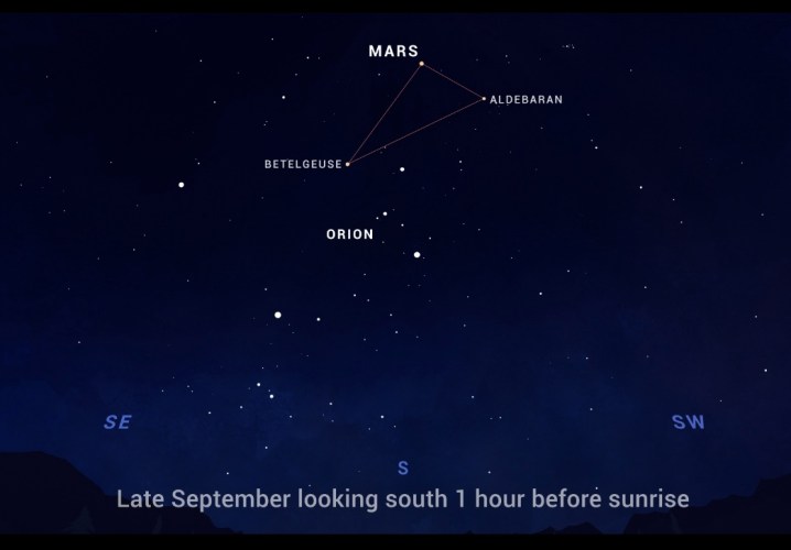 Mars in the night sky in September 2022.