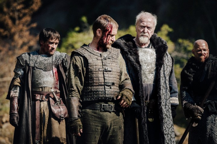 Ben Foster and Michael Caine in battle in Medieval.