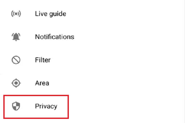 Privacy setting on YouTube TV.