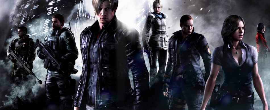 The cast of Resident Evil 6 stand together.