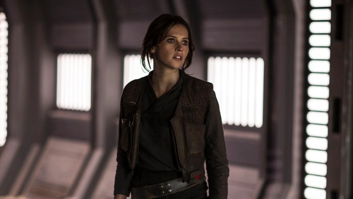Jyn Erso looking for a Snickers bar because savin' stuff is hungry work