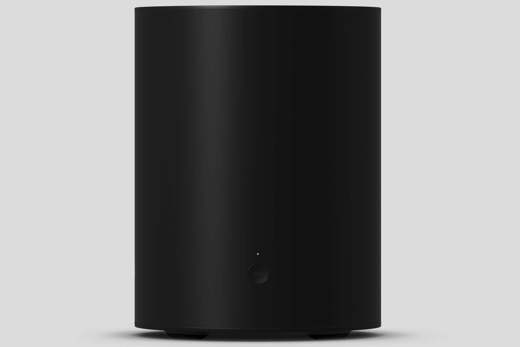 Sonos Sub Mini in black seen from the back.