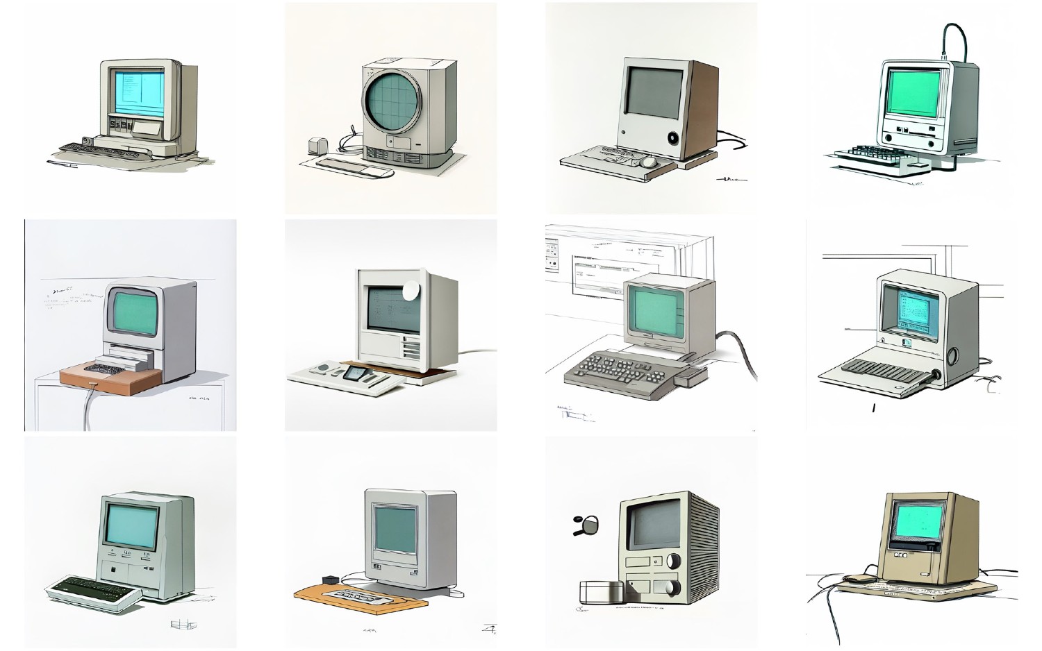 Una serie de Mac antiguas, recreadas por Stable Diffusion.