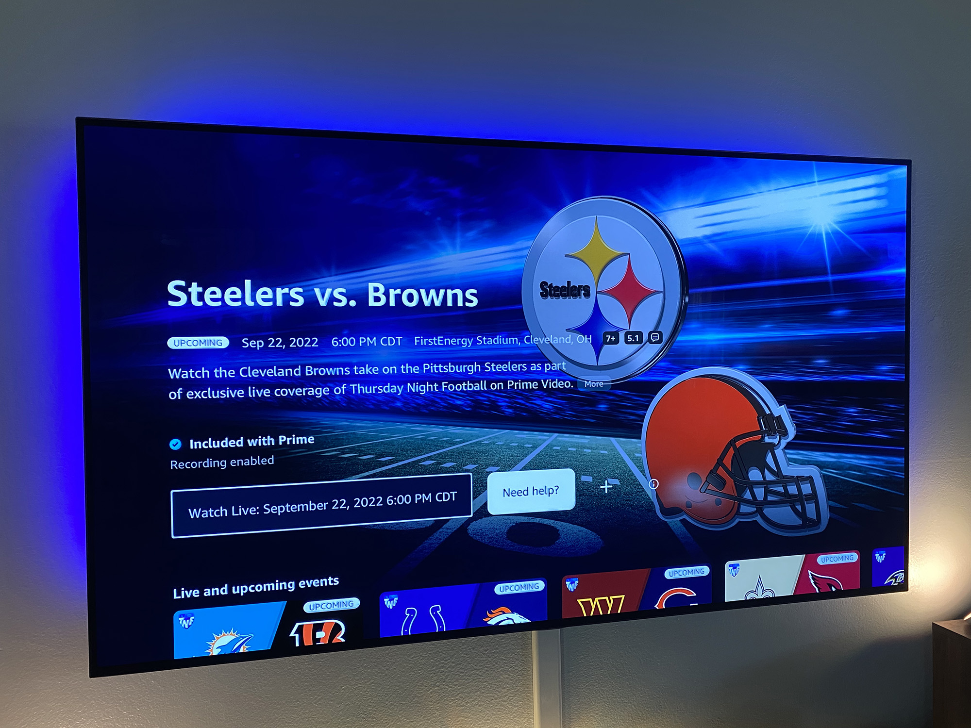 amazon prime steelers game