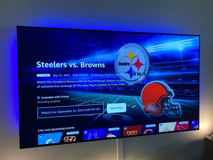 Pittsburgh Steelers e Cleveland Browns no Amazon Prime Video.