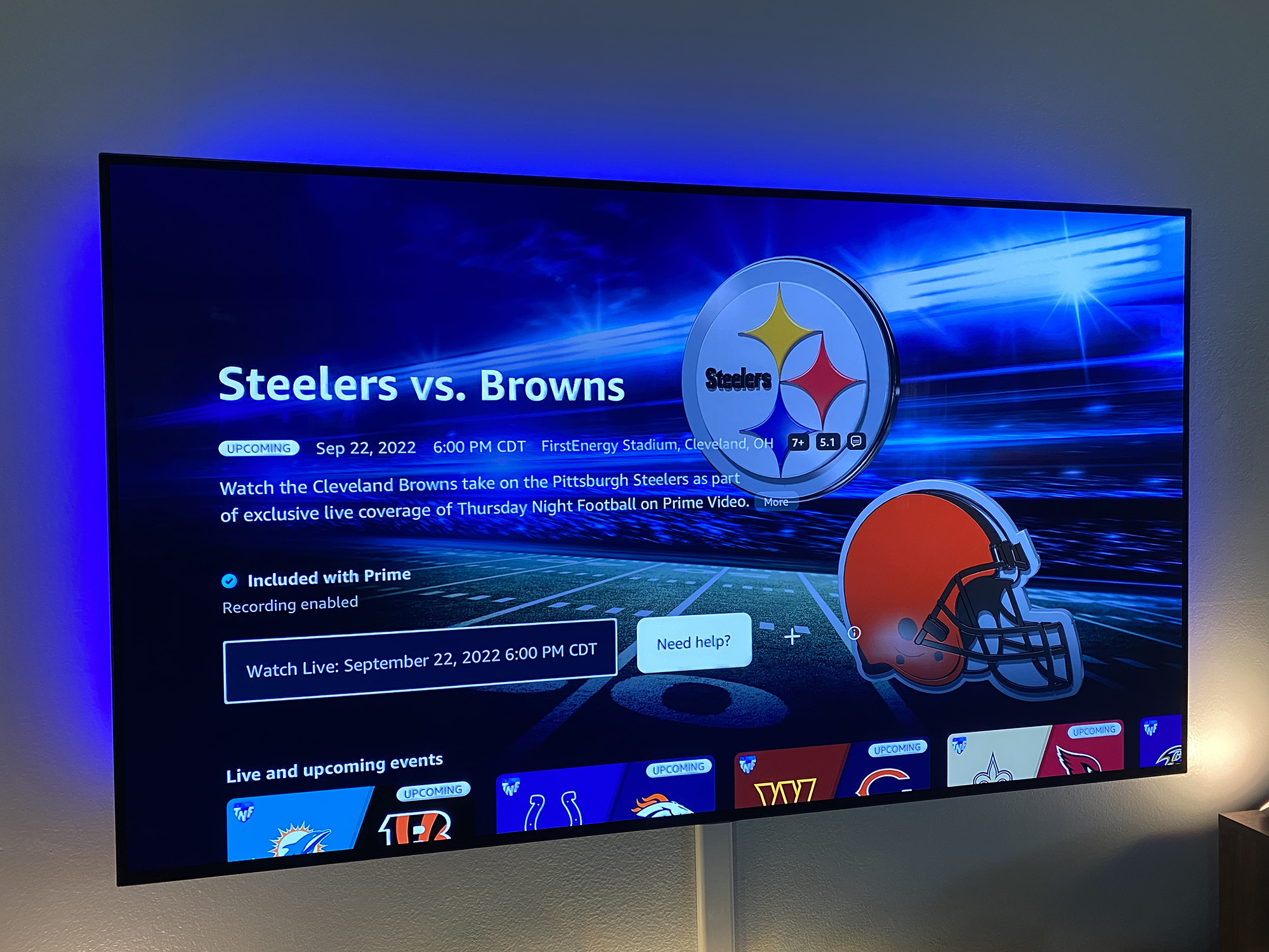 Watch Pittsburgh Steelers vs. Cleveland Browns on Thursday Night