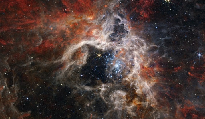 A Nebulosa da Tarântula capturada pelo Telescópio Espacial James Webb.