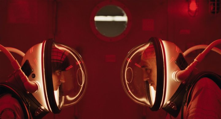 Two astronauts look at each other in Viking.