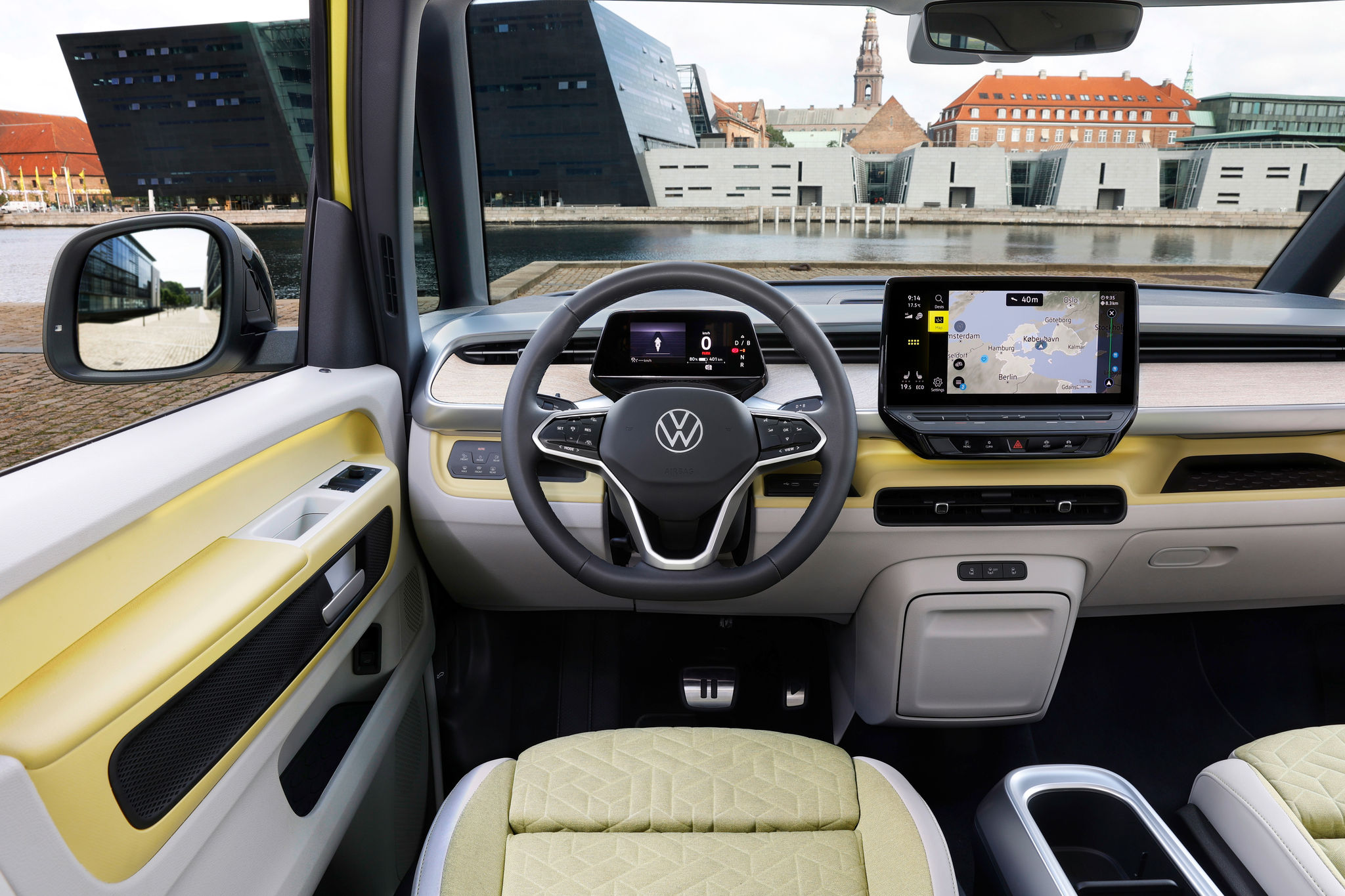 La carte d'identité de Volkswagen. Le système d'infodivertissement Buzz est doté d'un écran de 10 pouces.
