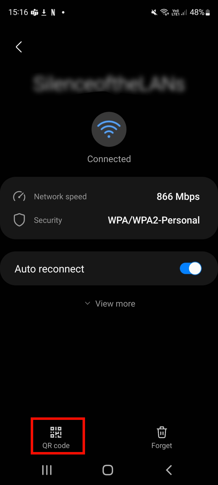 Wi-Fi network QR code icon.