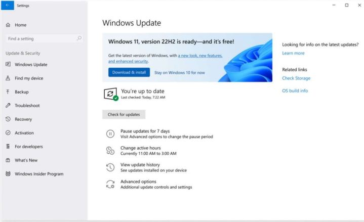 Windows 10 更新到 Windows 11 版本 22h2。