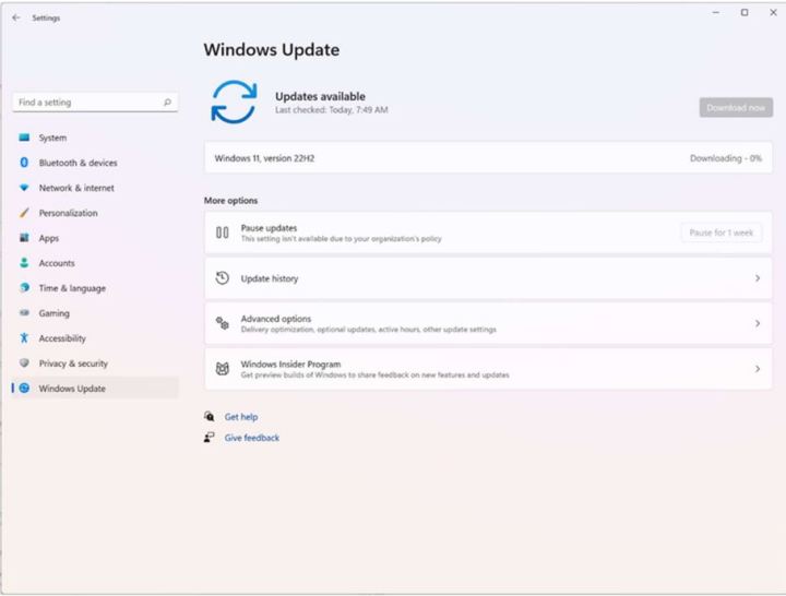 به روز رسانی ویندوز 11 نسخه 22h2.