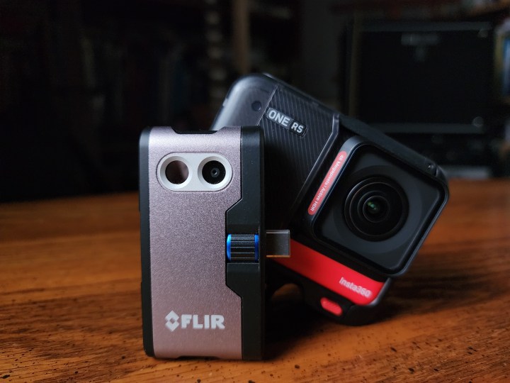 The Insta360 One RS with 4K Boost module with Flir thermal camera.