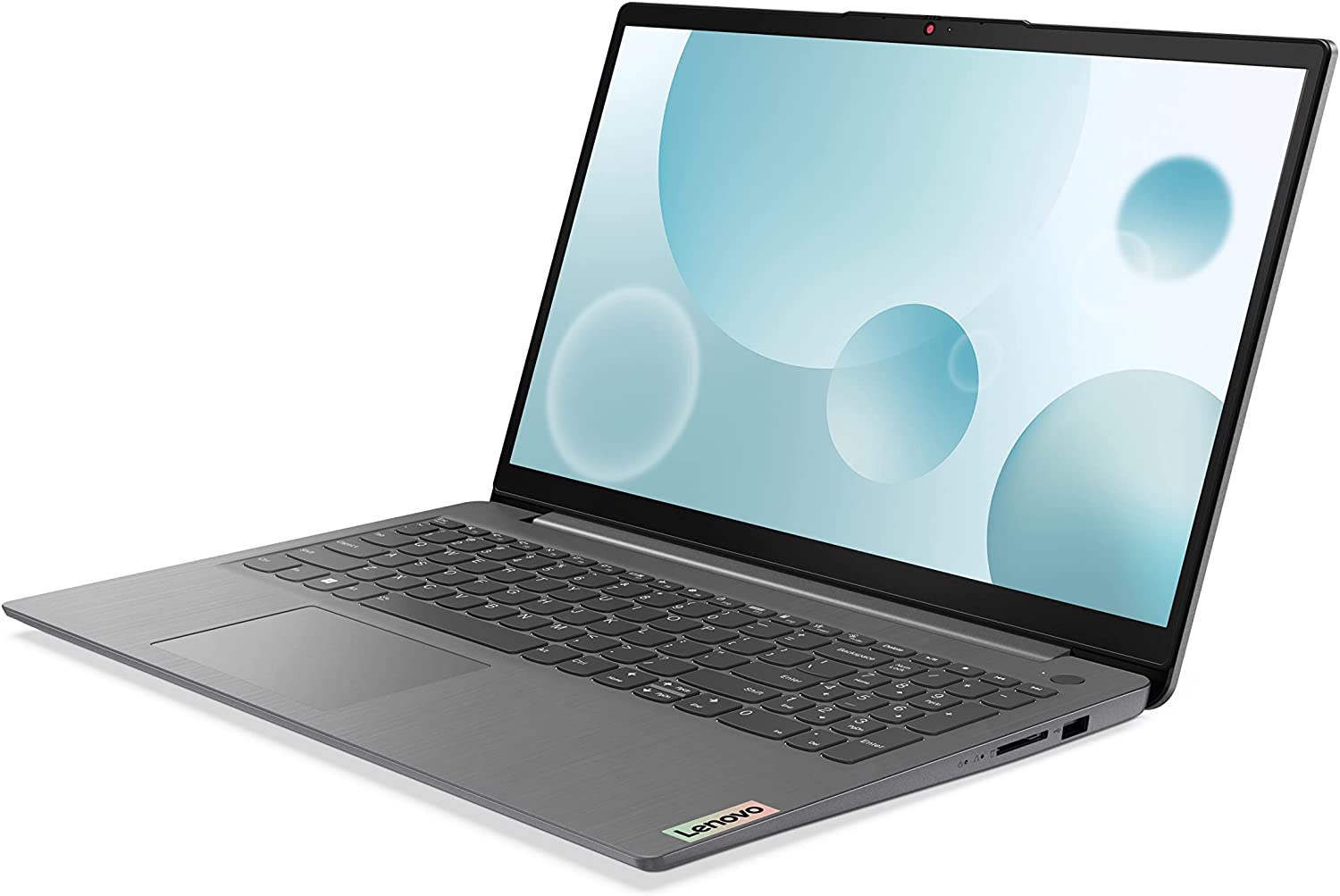 O laptop Lenovo IdeaPad 3i em um fundo branco.