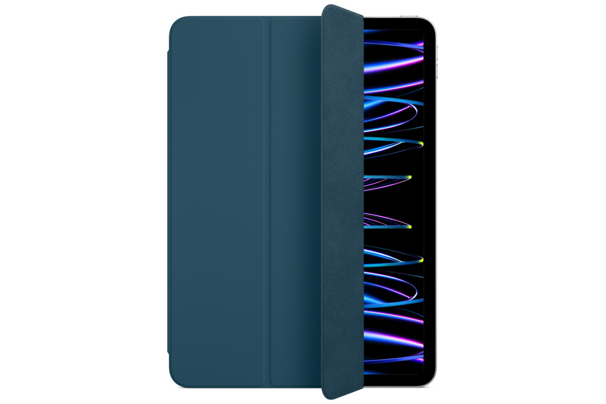 Smart Folio für iPad Pro 11 Zoll mit leicht abgezogener Abdeckung.