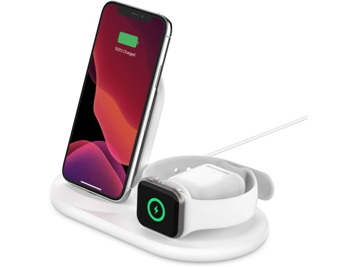 ایستگاه شارژ بی سیم Belkin 3-in-1 برای آیفون، اپل واچ و اپل ایرپاد.