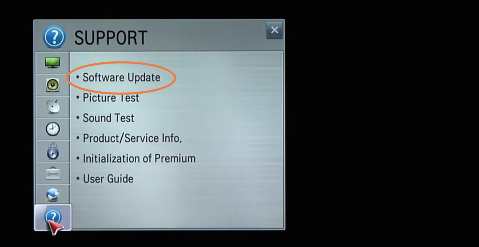Select Software update in webOS settings.