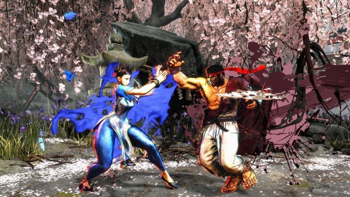 Chun-li y Ryu usando el medidor de accionamiento en Street Fighter 6.