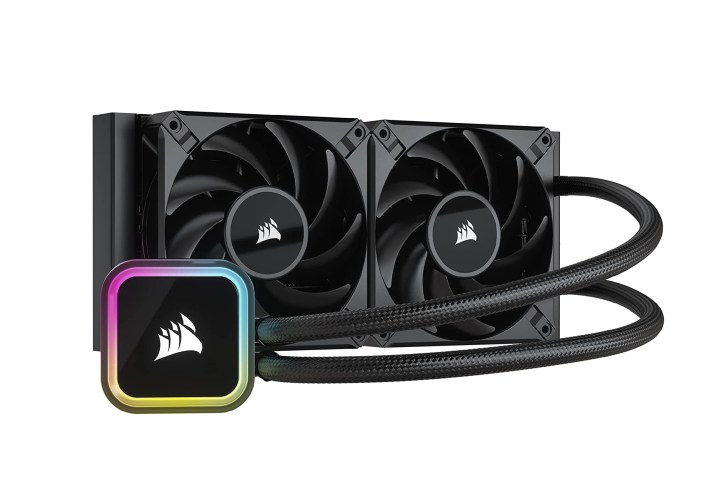 Product image of the Corsair iCUE H100i RGB Elite on a white background.