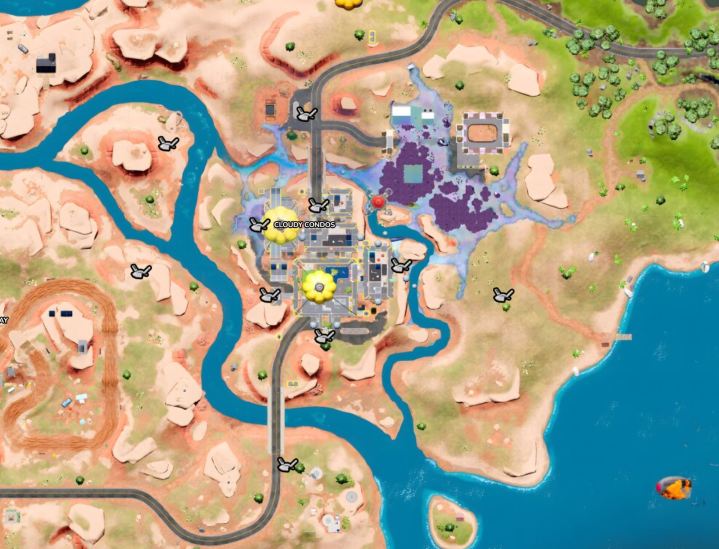 Map of D-Launchers in Fortnite.