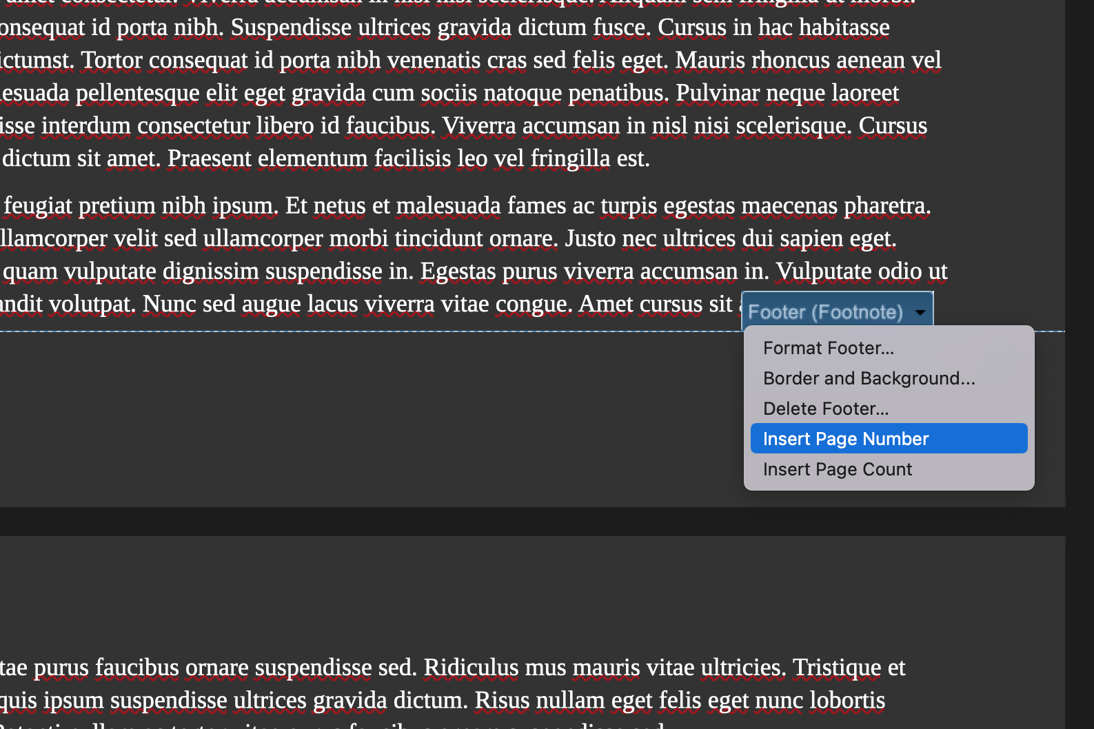 Insira o número da página com rodapé no LibreOffice.