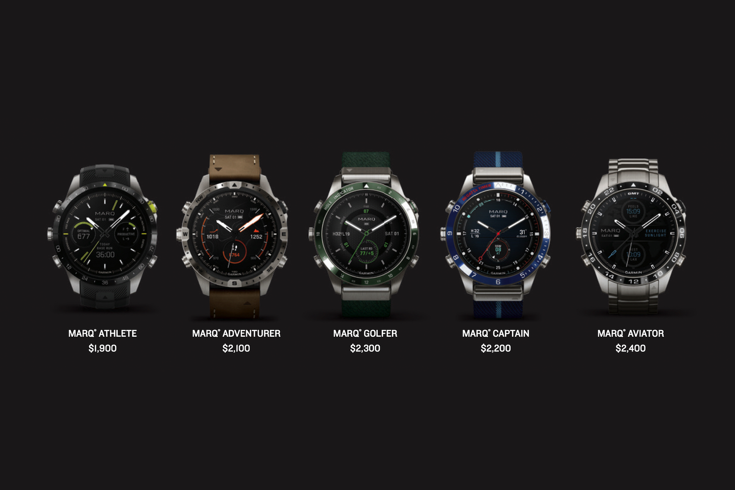 Garmins Angebot an Marq-Smartwatches der 2. Generation.