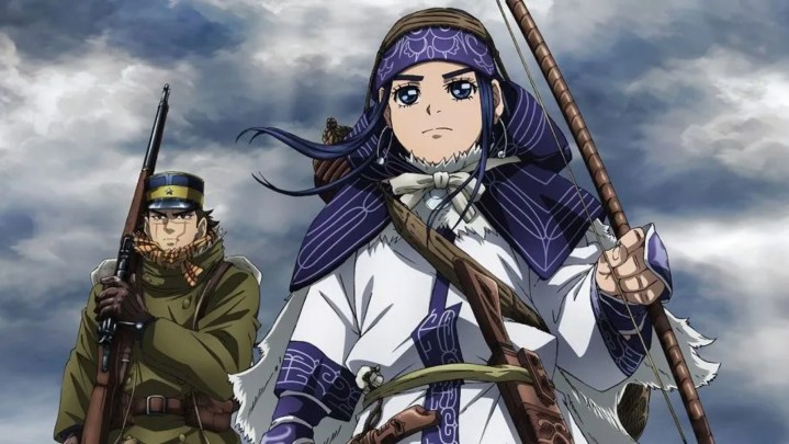 Sugimoto and Asirpa dressed for the harsh cold in Golden Kamuy season 4 key art.