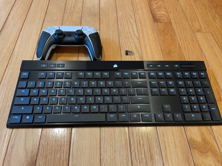 Corsair K100 Air gaming keyboard wit PS5 and SlipStream dongle.